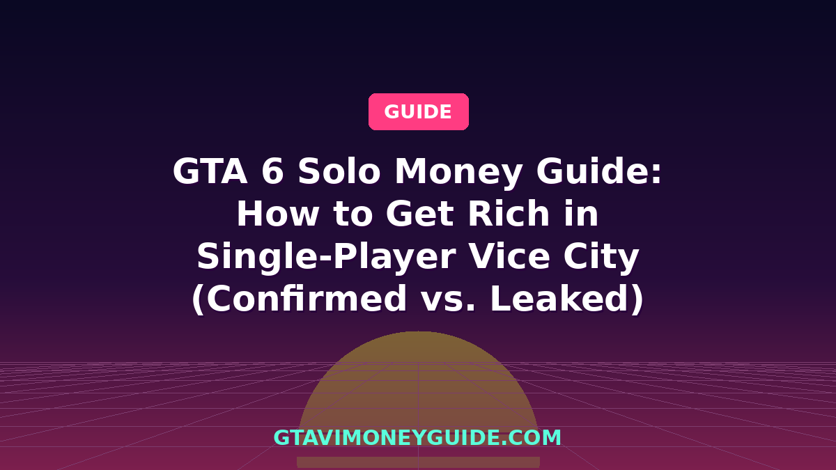 GTA 6 Solo Money Guide: How to Get Rich in Single-Player Vice City (Confirmed vs. Leaked)